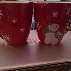 Festive Red Polar Bear Mugs